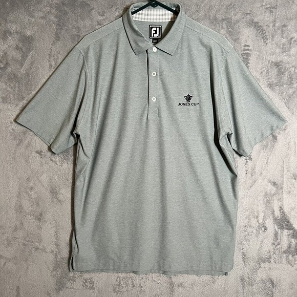 FootJoy Performane Shirt Men Large Gray Short Sleeve Polo Athletic Fit Jones Cup - Picture 3 of 9